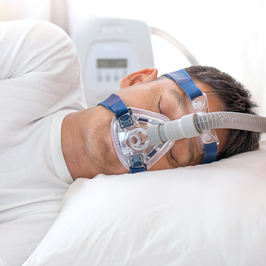 Person with respirator on